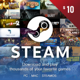 Карта Steam - 10 Долларов (США, Турция, Европа, СНГ доллары)