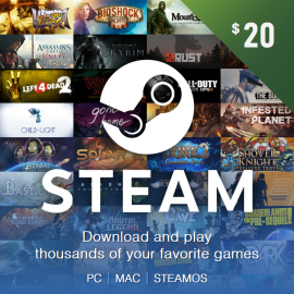 Карта Steam - 20 Долларов (США, Турция, Европа, СНГ доллары)