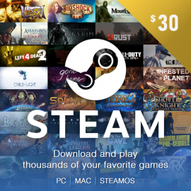 Карта Steam - 30 Долларов (США, Турция, Европа, СНГ доллары)